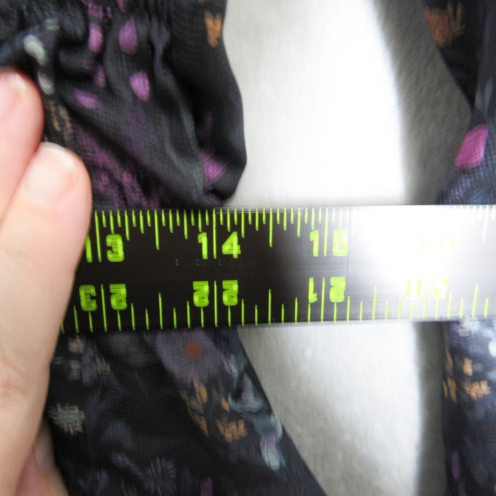 Disturbia Dark Floral Mini Dress Long Balloon Sleeve Smocked Tie Back US 4 y2K - Picture 5 of 11